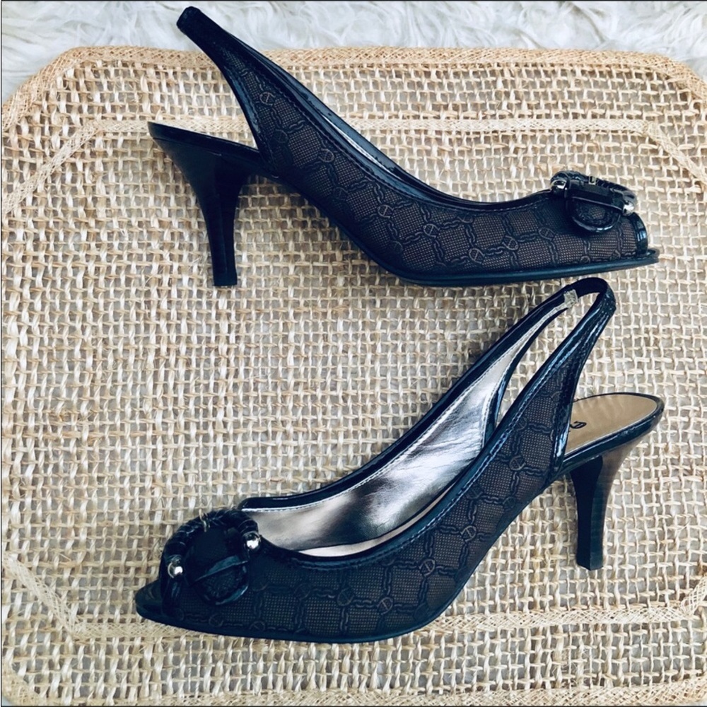 Etienne Aigner Slingback Fay Heel Pumps Peep Toe